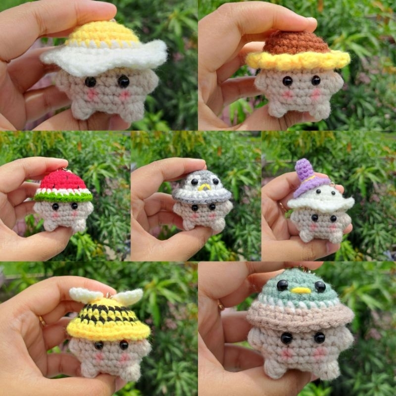 Jual Baby Mushroom Amigurumi Keychain Gantungan Kunci Rajut Crochet