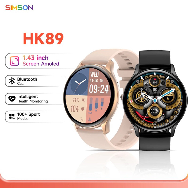 Jual HK89 Smartwatch AMOLED 1 43 Inch Always On Display Watch Pria