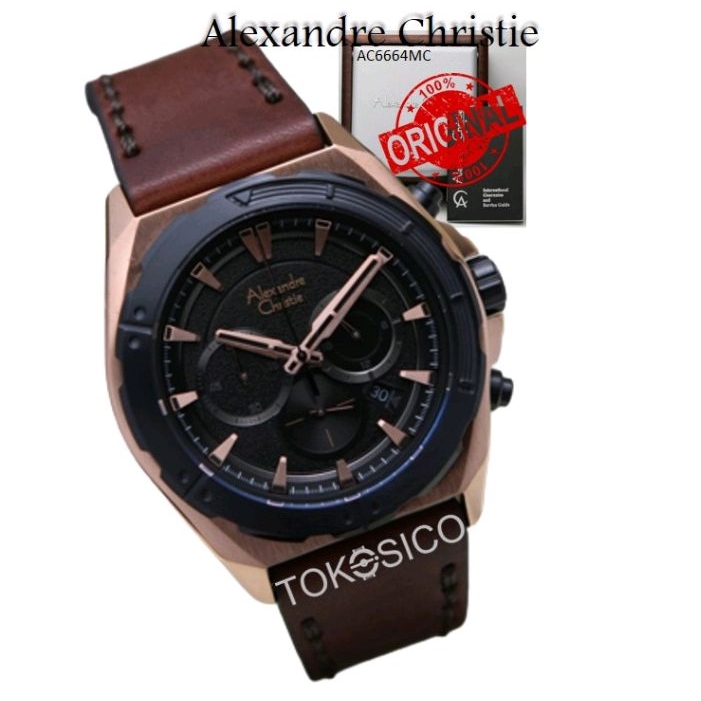 Jual TERBARU JAM ALEXANDER CHRISTIE PRIA ORIGINAL TALI KULIT AC 6664