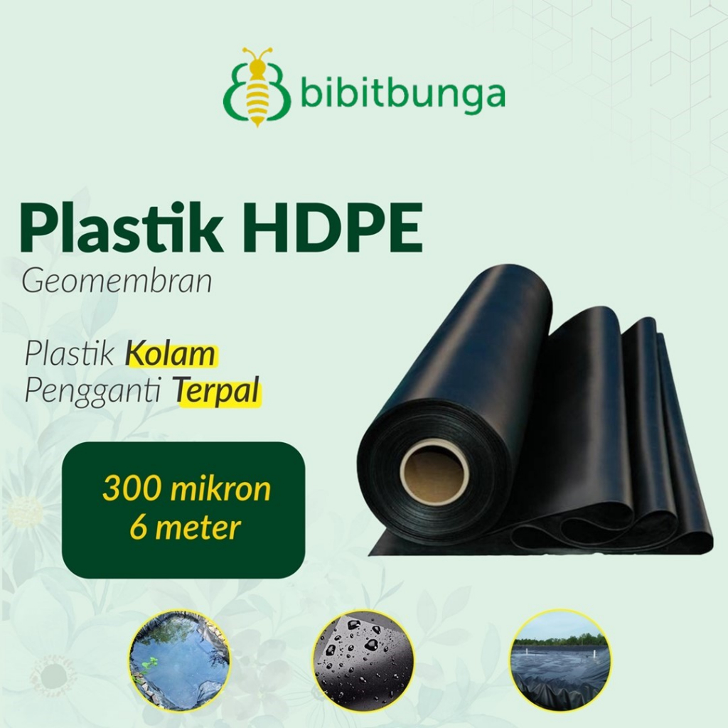 Jual Plastik Geomembran 6 Meter 300 Micron Hitam HDPE Terpal Kolam Ikan