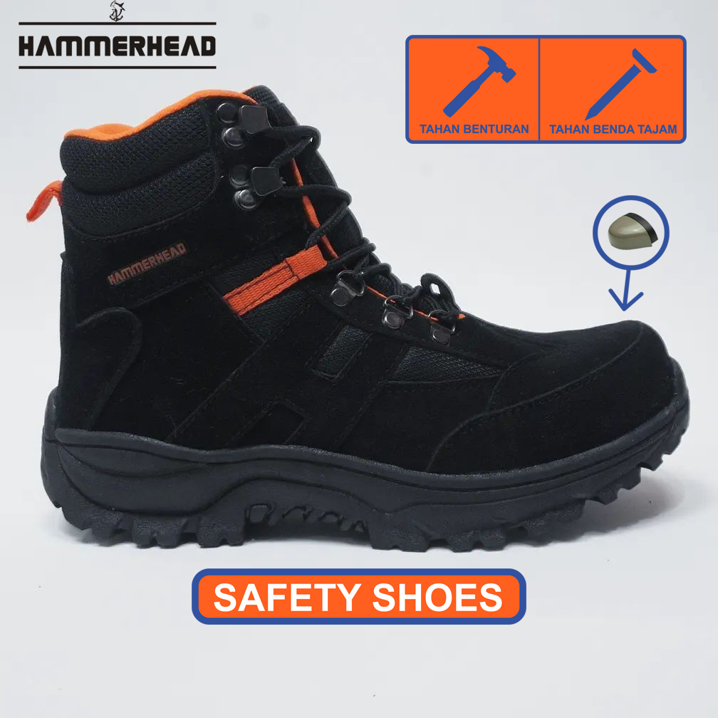 Jual Sepatu Pria Safety Boots Thresher Ujung Besi Hammerhead Black