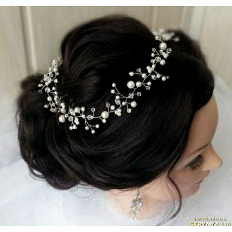 Jual Headpiece Hairpiece Mutiara Kristal Aksesoris Hiasan Rambut