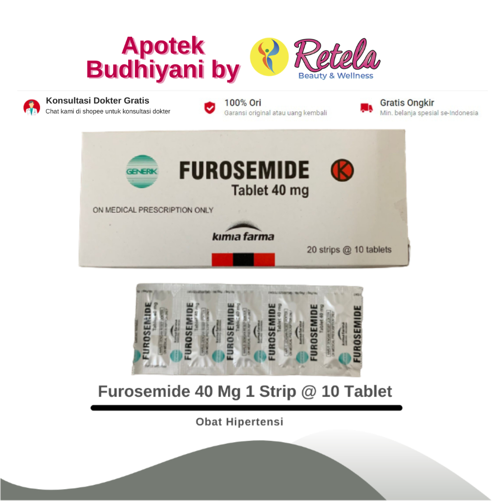 Jual Furosemide 40 Mg 1 Strip 10 Tablet Obat Hipertensi Shopee