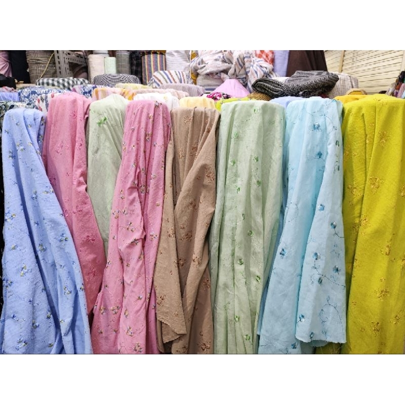 Jual Bahan Kain Katun Linen Bordir Premium Per M Shopee Indonesia