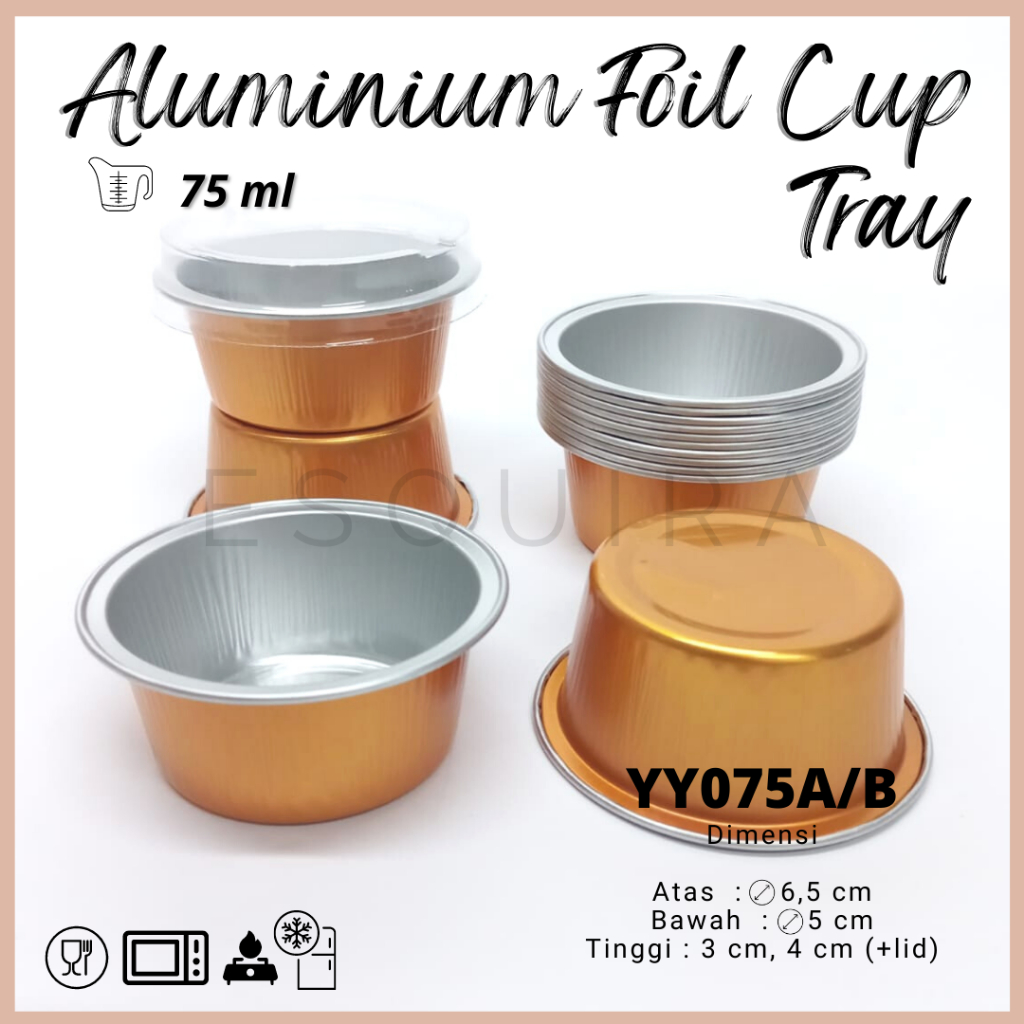 Jual Aluminium Foil Cup Tray 75ml With PET Lid 10 Pcs YY075A B