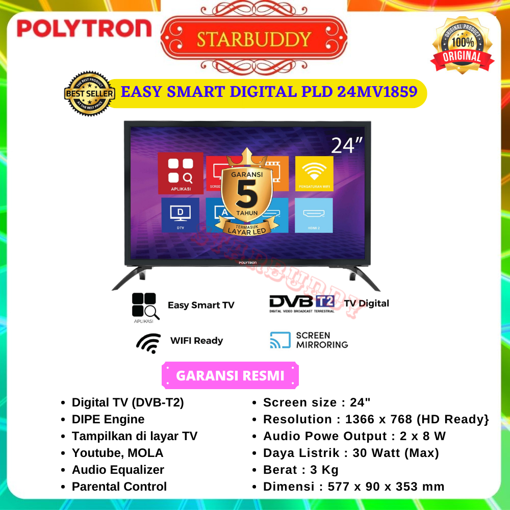 Jual Led Tv Polytron Pld Mv Digital Smart Tv Youtube Mola Inch