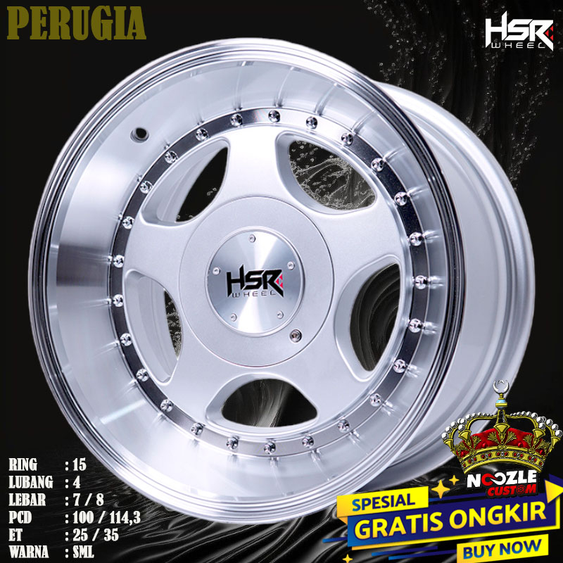 Jual Velg Racing HSR Terbaru Ring 15 Type Perugia Pelek Mobil Baut 4