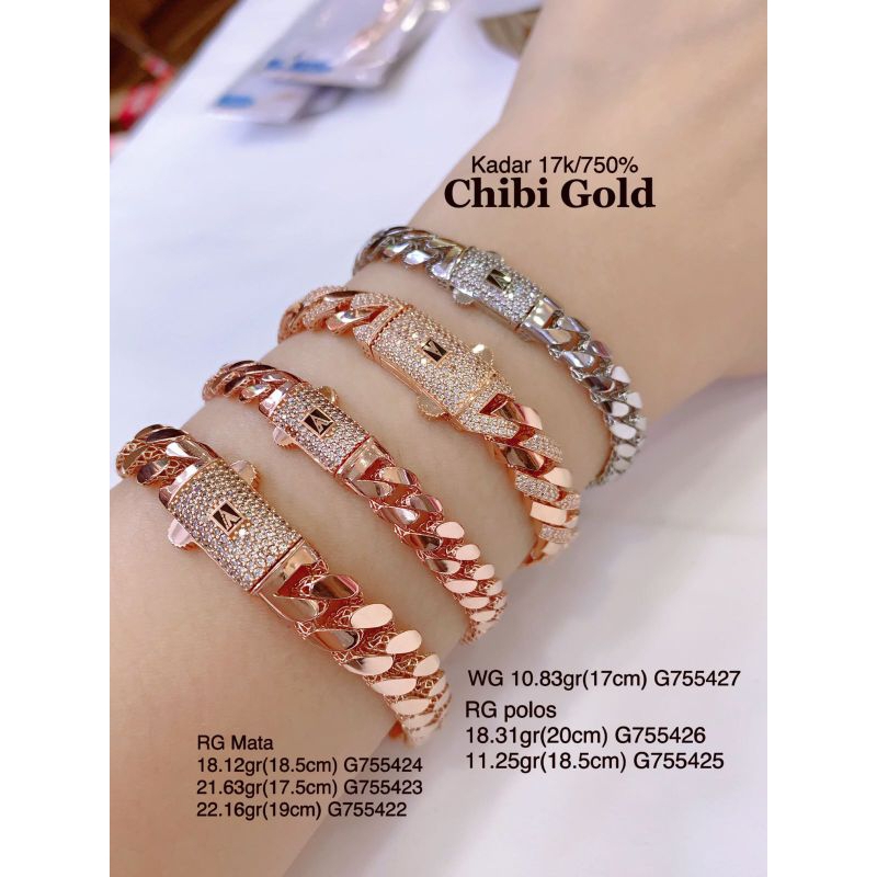 Jual Gelang Tangan Emas Sisik Naga Emas 750 Kadar 17k Chibi Gold