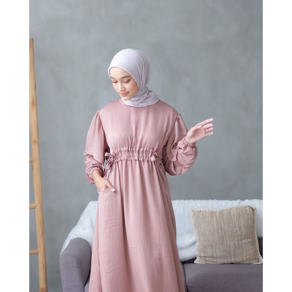 Jual Nadin Dress Santorini Silk Gamis Remaja Party Kekinian Dress