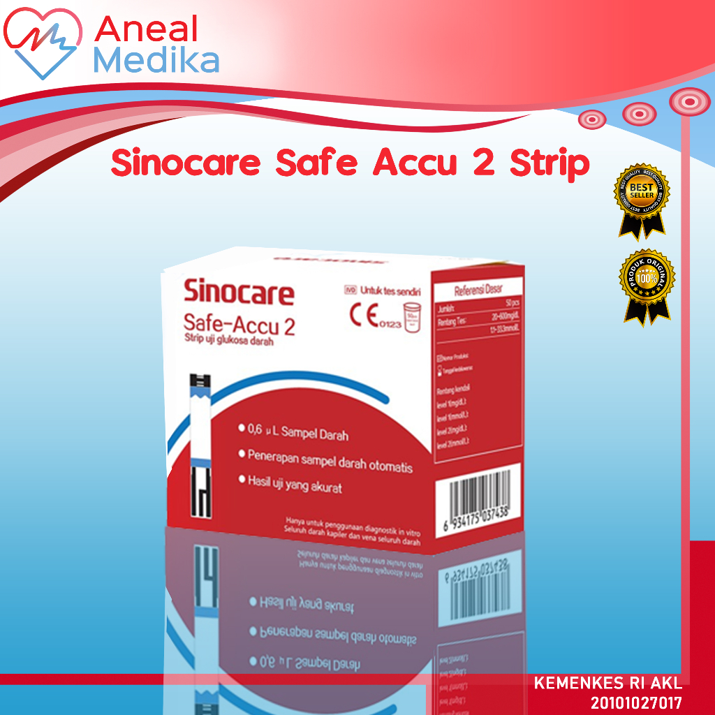 Jual Sinocare Safe Accu 2 Strip Uji Gula Darah 50 Strip Shopee