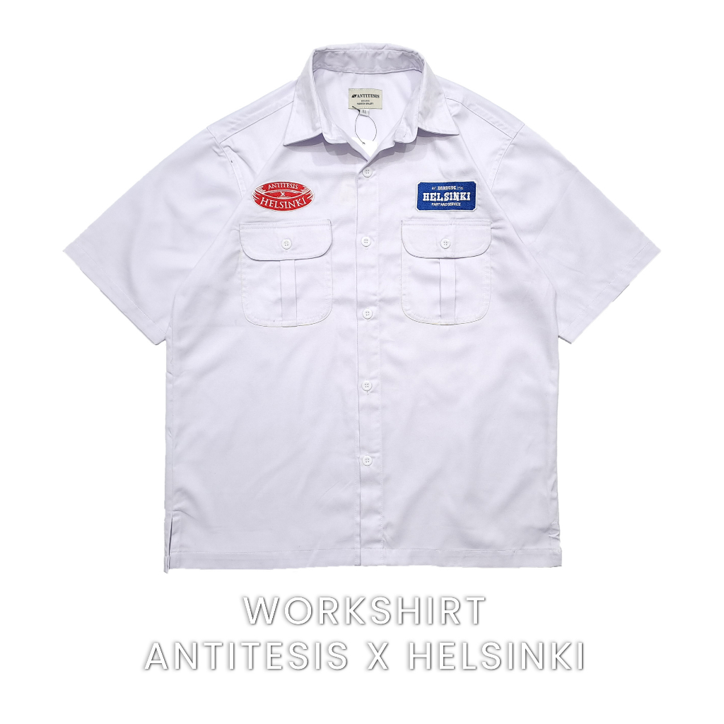 Jual Workshirt Antitesis X Helsinki American Drill Full Bordir Kemeja