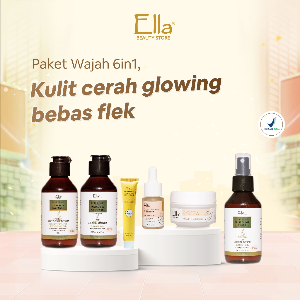 Jual Ella Skincare Paket Glowing Bright Flek Warna Kulit Tidak