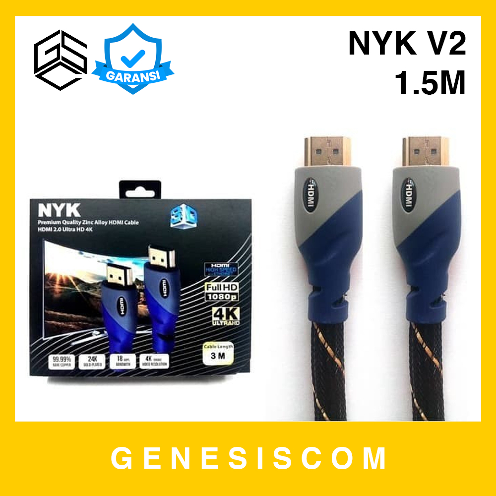 Jual Kabel HDMI 1 5M 1 5 Meter NYK V2 4K Braided Jaring Gold Plate