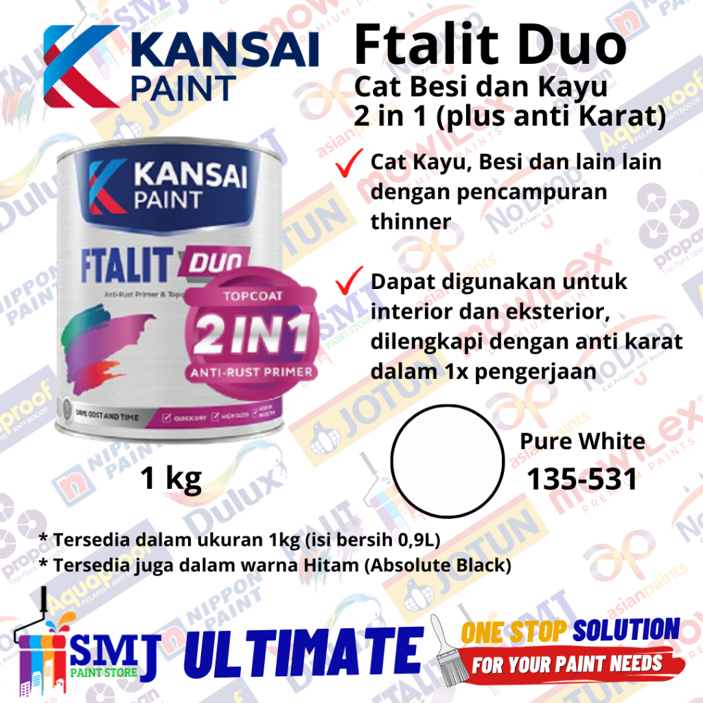 Jual Cat Besi Minyak Anti Karat Kansai Ftalit Duo In Pure White