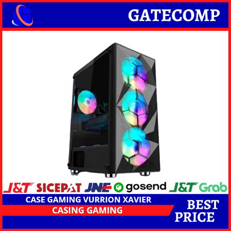 Jual Vurrion Xavier Black Pc Gaming Case Casing Atx Mid Tower