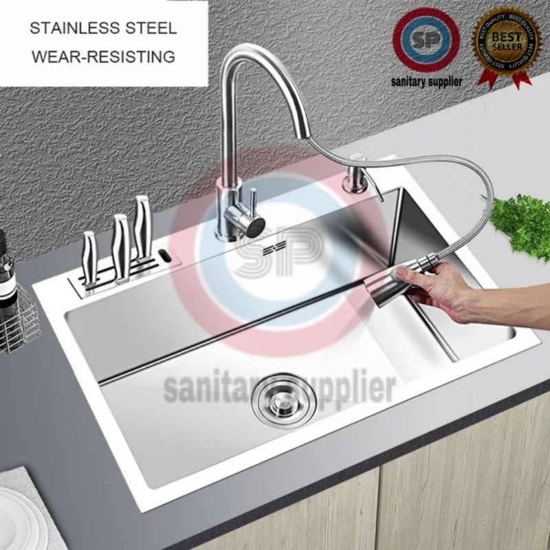 Jual KITCHEN SINK 8050 STAINLESS LENGKAP KRAN KITCHEN SET STAINLESS