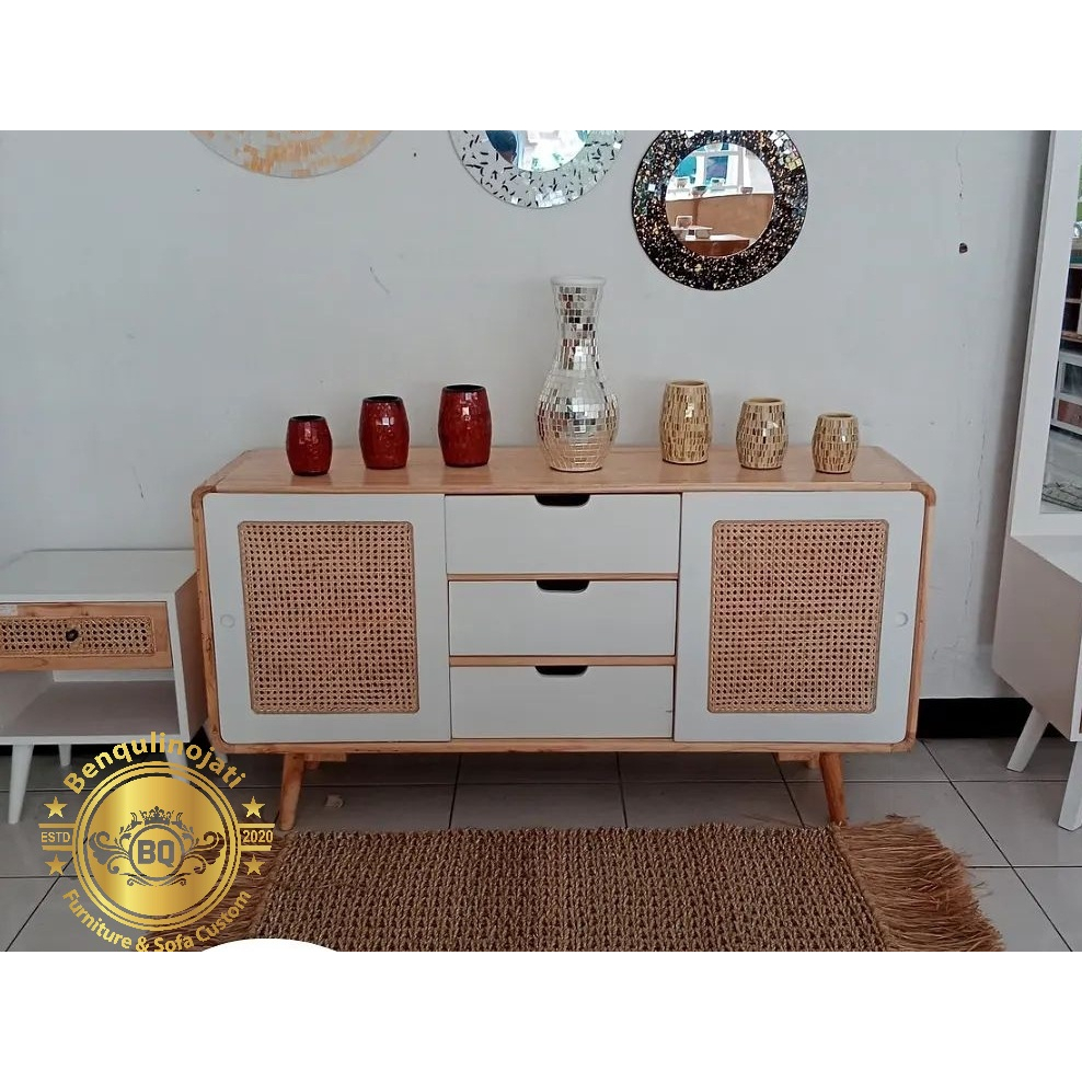 Jual AZALEA STORAGE CABINET RETRO MINIMALIS LEMARI BUFFET KAYU JATI