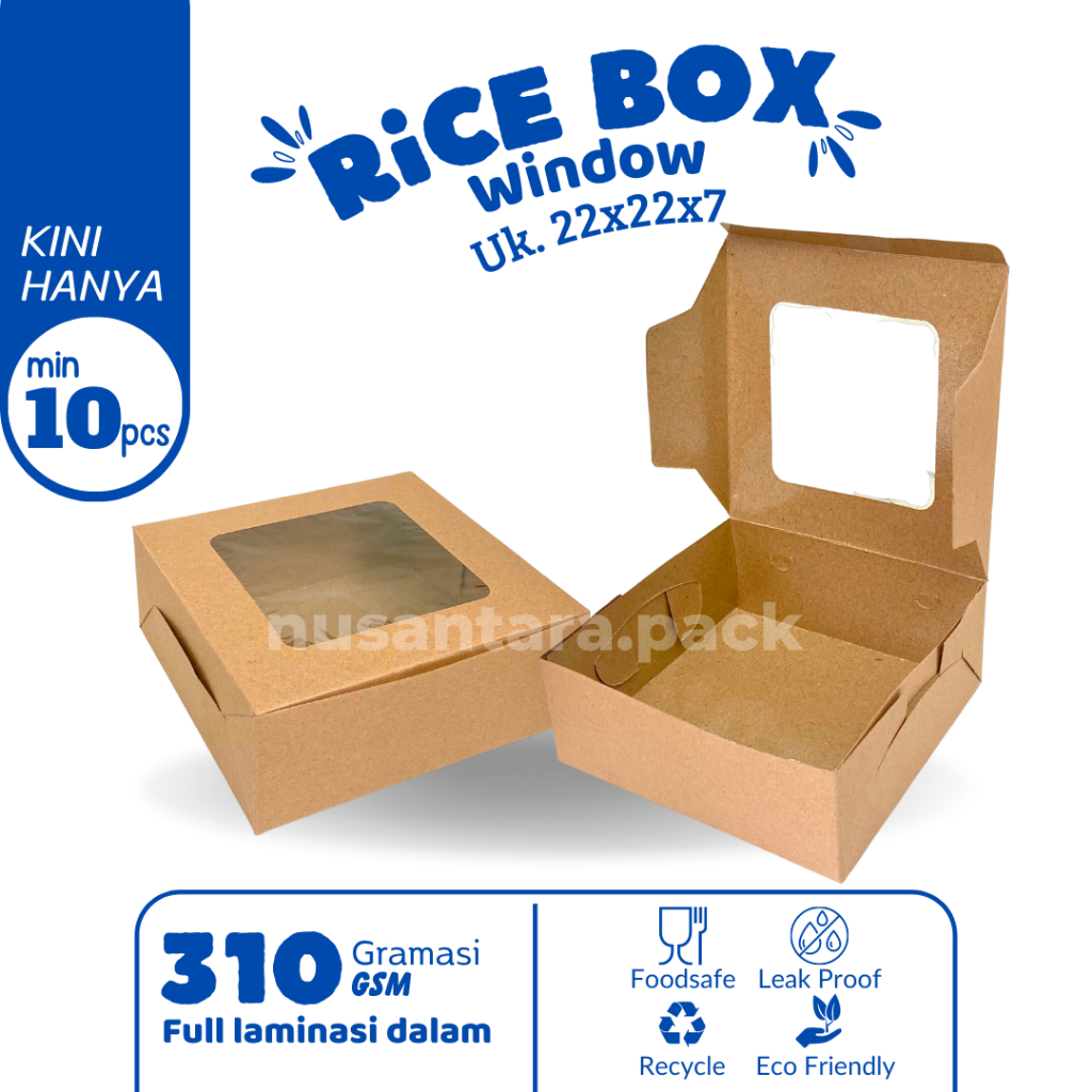 Jual LAMINASI Window Box Kraft Dos Coklat Kotak Nasi Roti Kue Snack