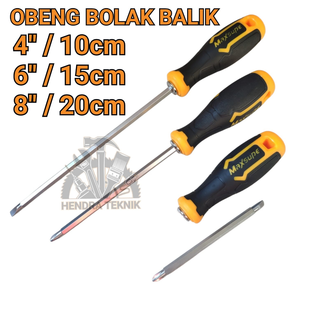 Jual OBENG BB 4 6 8 OBENG 2WAY GAGANG KARET 10CM 15CM 20CM OBENG