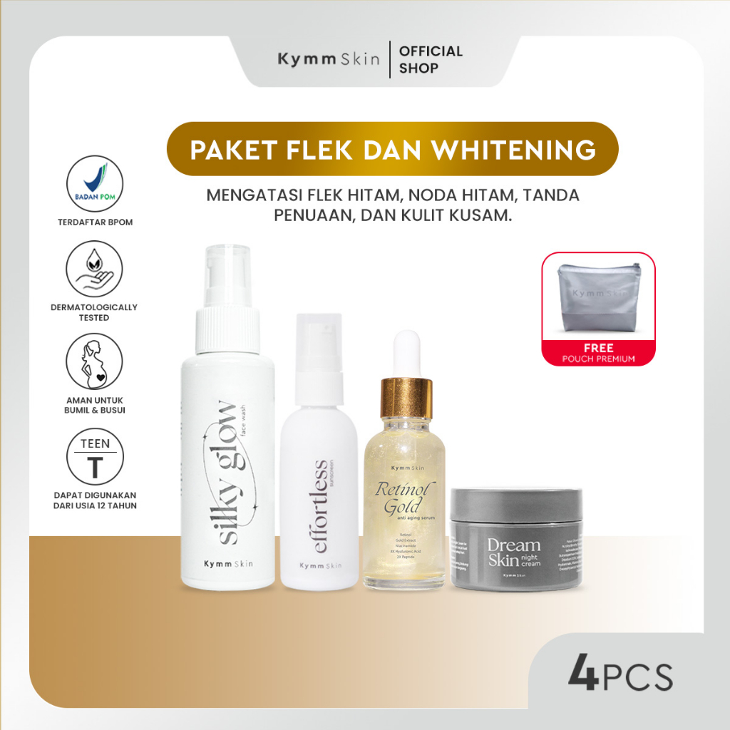 Jual KYMM SKIN Paket Anti Flek Whitening Free Pouch Face Wash