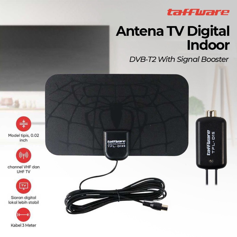 Jual TAFFWARE ANTENA TV DIGITAL WITH BOSTER SIGNAL DVB T2 HD ANTENA TV