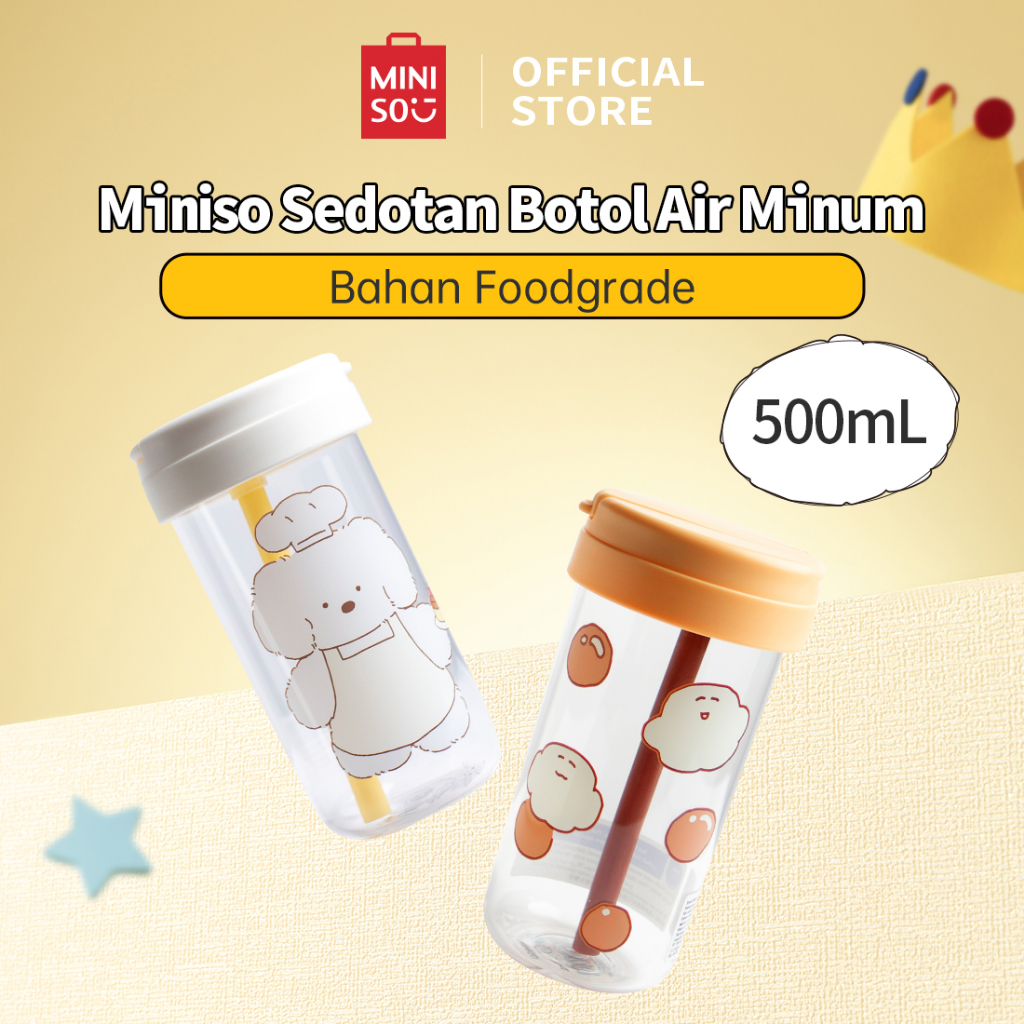 Jual Miniso Botol Minum Ml Sedotan Botol Air Botol Minum Lucu