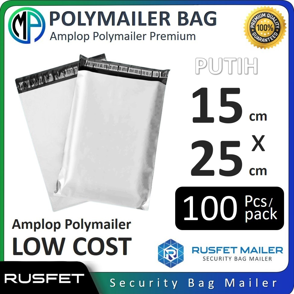 Jual Amplop Plastik Polymailer Putih 15cm X 25cm Low Cost Plastic