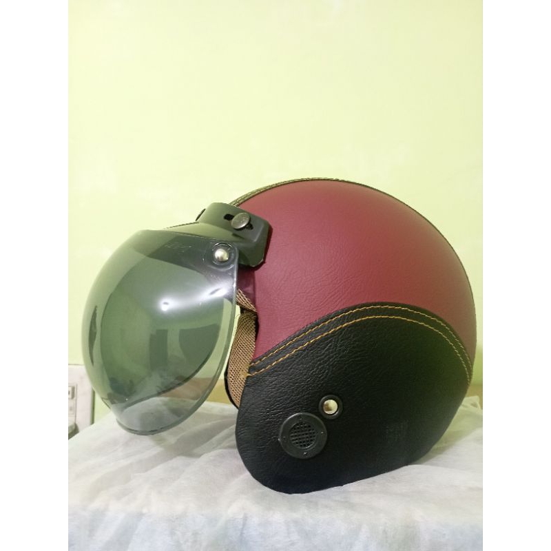 Jual Helm Retro Kulit SNI Terlaris Helm Bogo Kulit Dewasa SNI