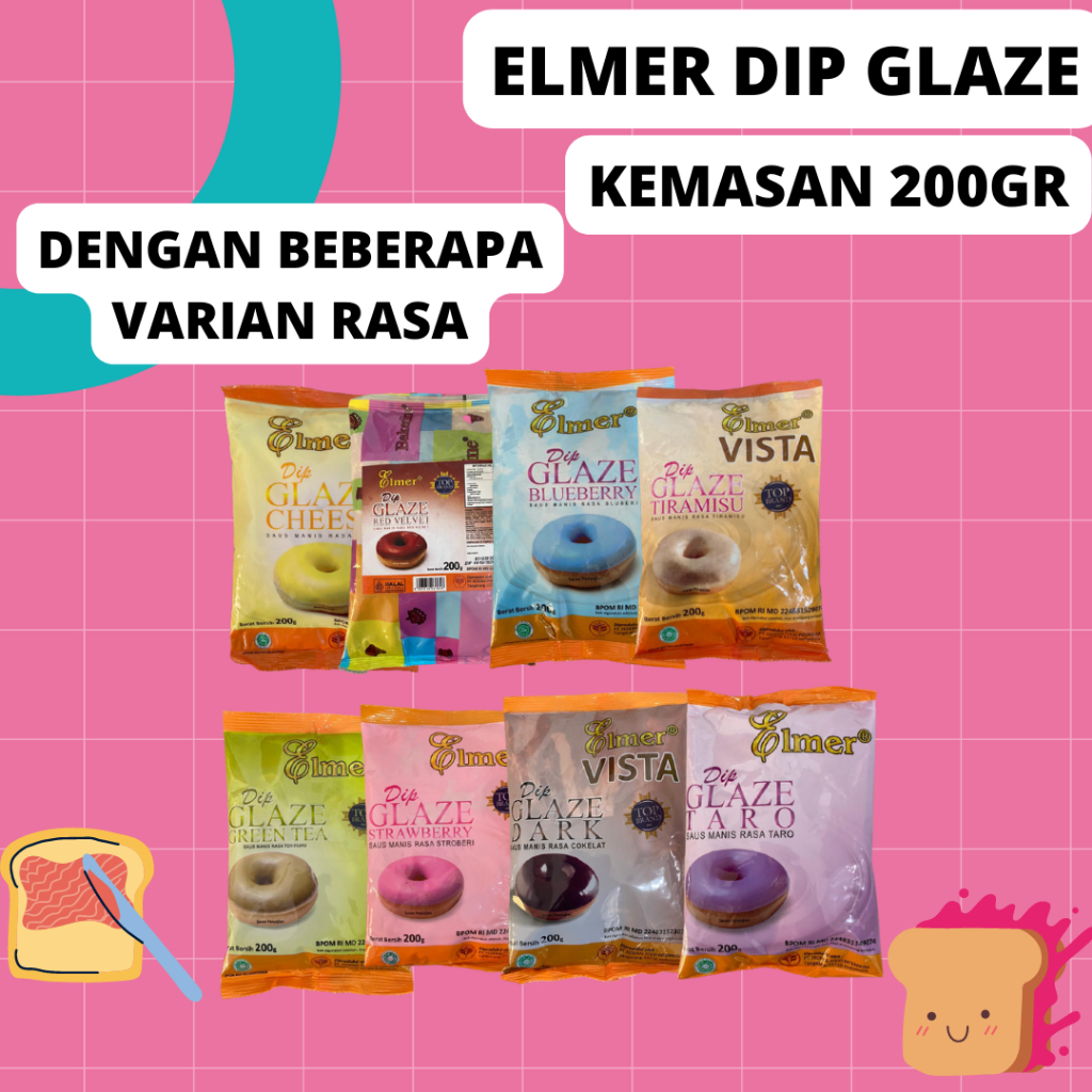 Jual Elmer Dip Glaze Kemasan Gr All Varian Topping Cake Donat