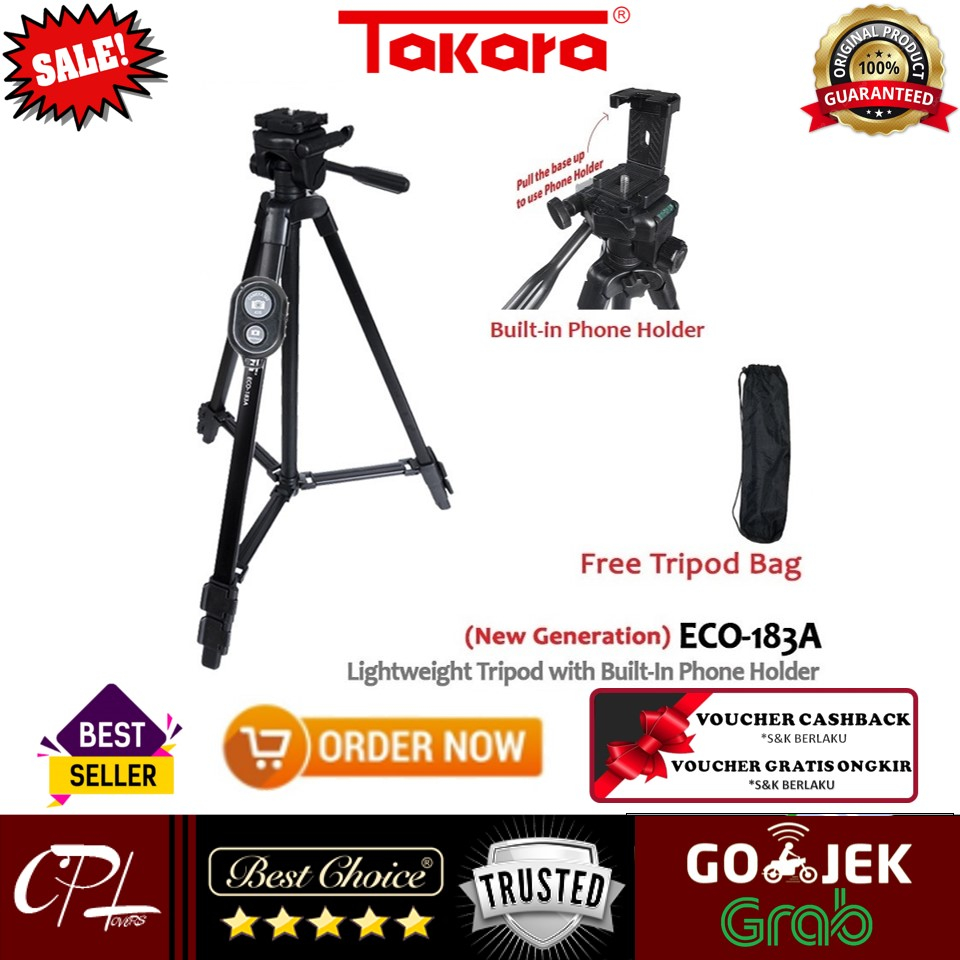 Jual Takara ECO 183A New Generation Tripod Kamera HP DSLR With Phone