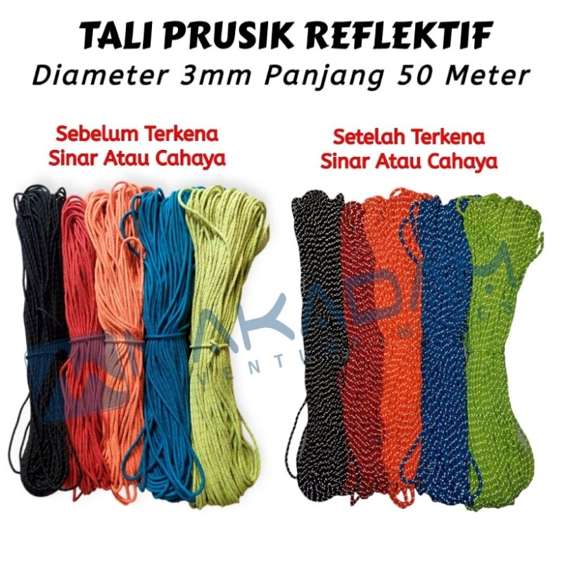 Jual Tali Reflektor Prusik Paracord Reflektif Menyala Mm Panjang