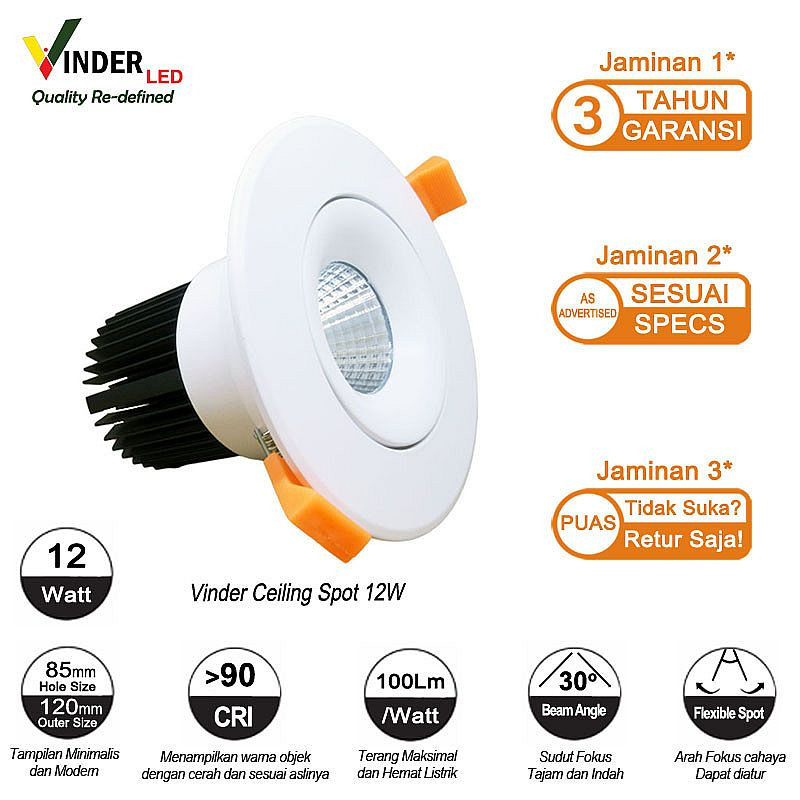 Jual Vinder Ceiling Spot Downlight Watt W Cob Series Inbow