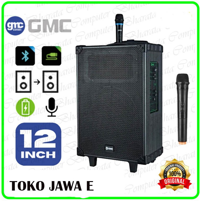 Jual PROMO SPEAKER BLUETOOTH PORTABLE GMC 883M Ukuran 12 Inch FREE