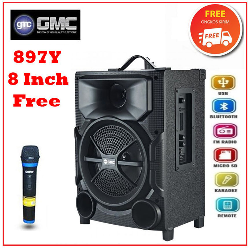 Jual Speaker Portable Bluetooth GMC 897Y Speaker Meting 8Inch Free Mic