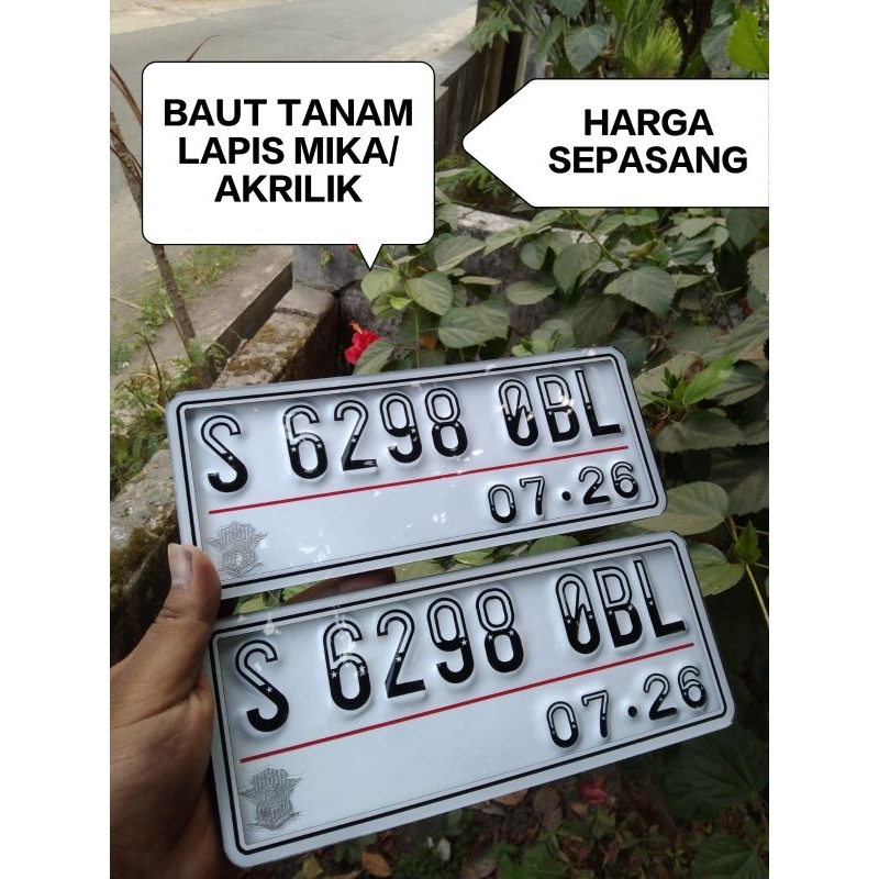 Jual Plat Nomor Motor Putih Baut Tanam Lapis Akrilik Mika Shopee