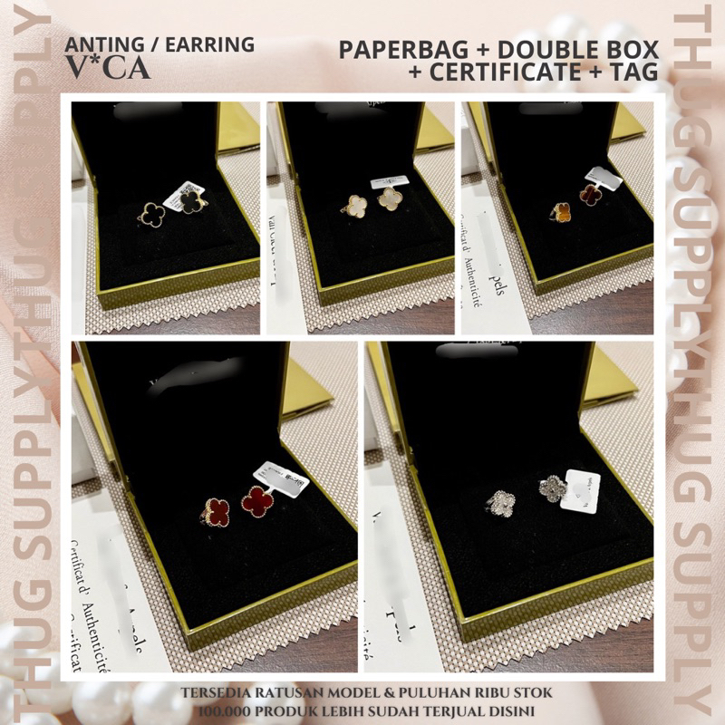 Jual EARRING VAN CLEEF ARPELS VCA BOX FULLSET 5 VINTAGE ALHAMBRA VC