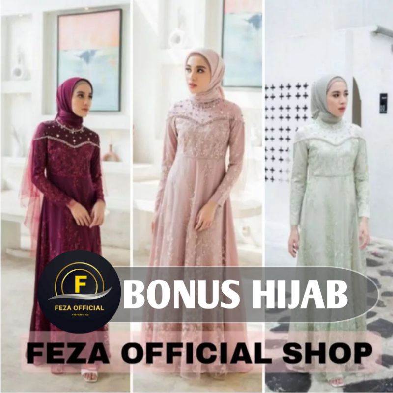 Jual Ada Jumbo Gamis Brukat Namira Dress Pesta Mewah Kondangan