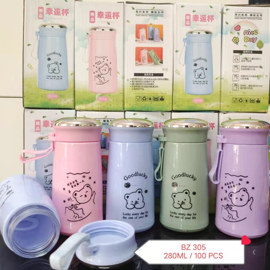 Jual Botol Minum Tumbler Kaca Motif Beruang 280ml Lucu Botol Minum Mini