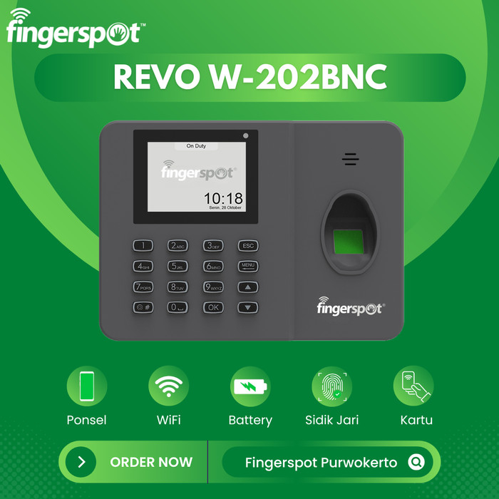 Jual Mesin Absensi Fingerspot Revo W 202 BNC Wifi Battery Shopee