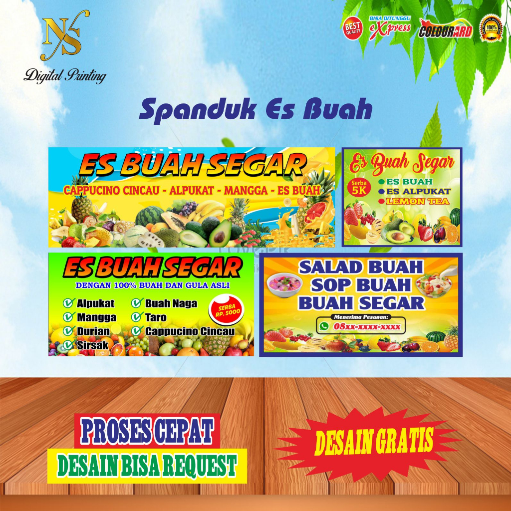 Jual Spanduk Banner Es Buah Desain Gratis Custom Shopee Indonesia