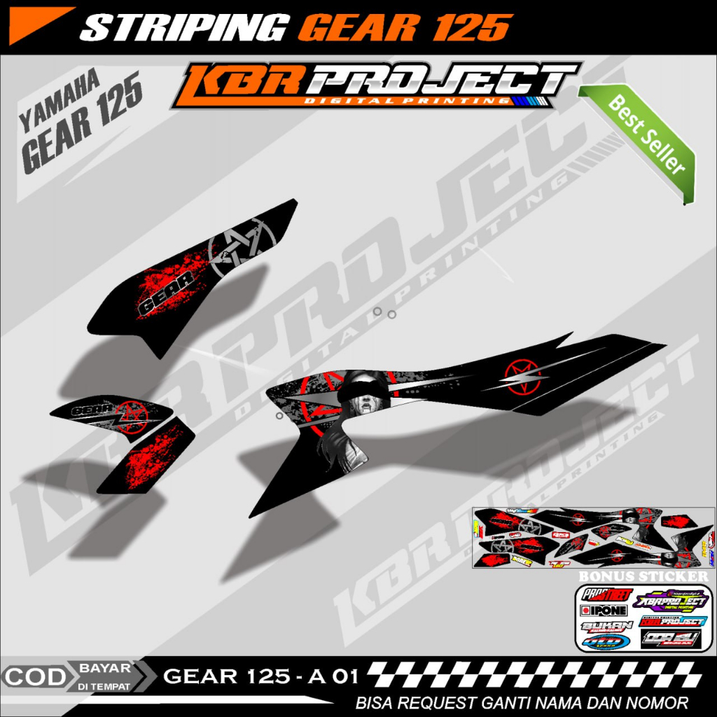 Jual Gear Stiker Striping Premium Motor Keren Lis Variasi Gear