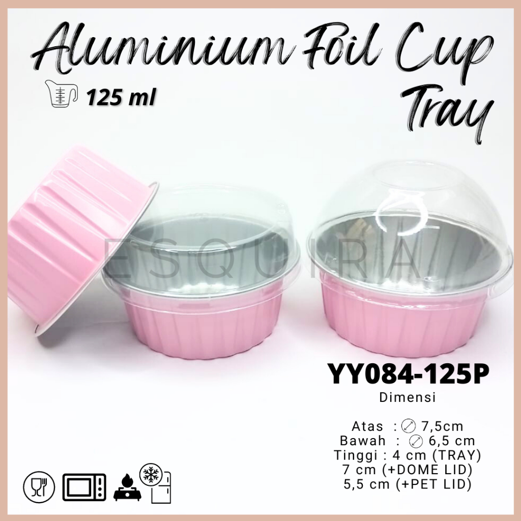 Jual Aluminium Foil Cup Tray Pet Lid Dome Lid 10 PCS 125ml YY084