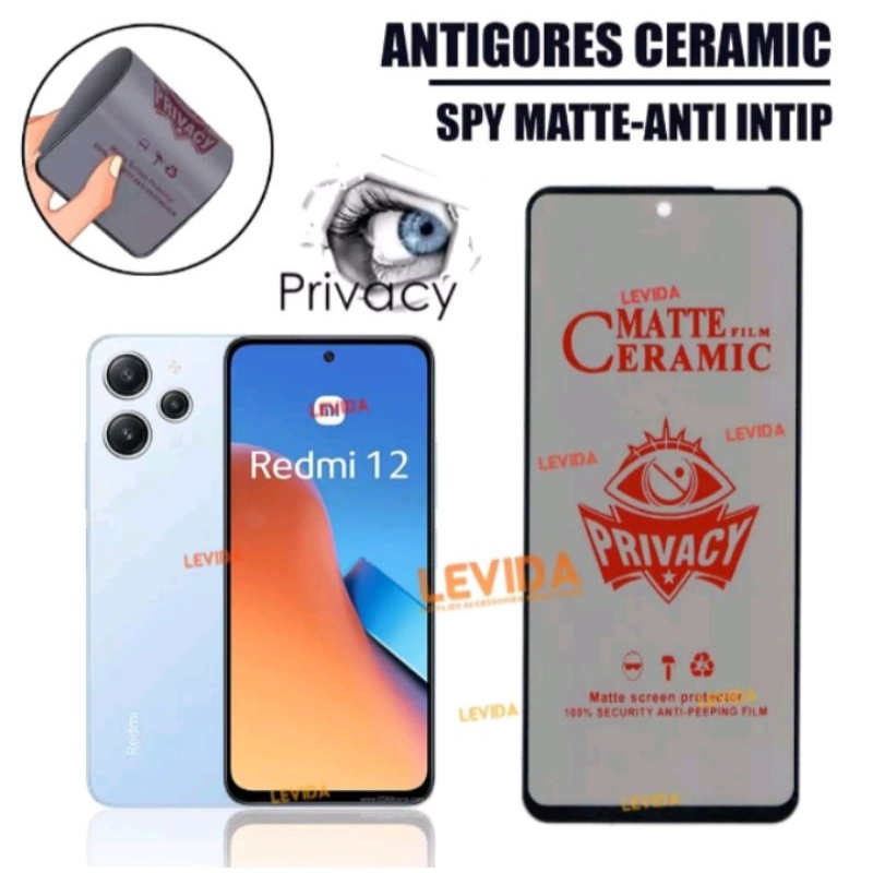 Jual TG Tempered Glass Ceramic Spy Redmi 12 4G 2023 Anti Gores Matte