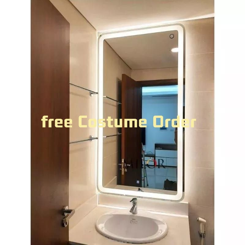 Jual FREE Costume Cermin Led Wastafel Aesthetic Rias Persegi Tempel