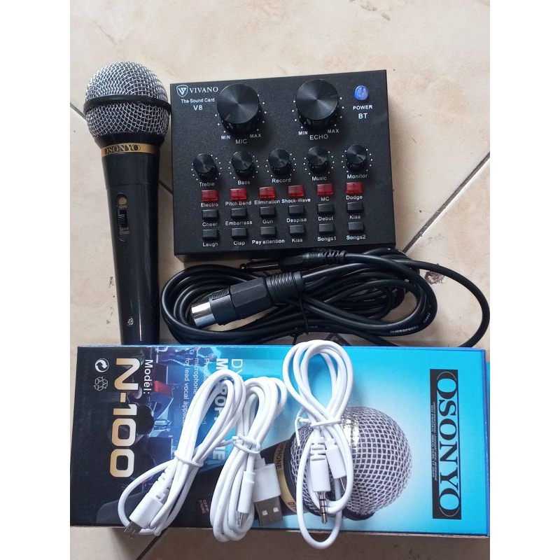 Jual Sound Card V8 Bluetooth Karaoke Live Streaming Mic Kabel