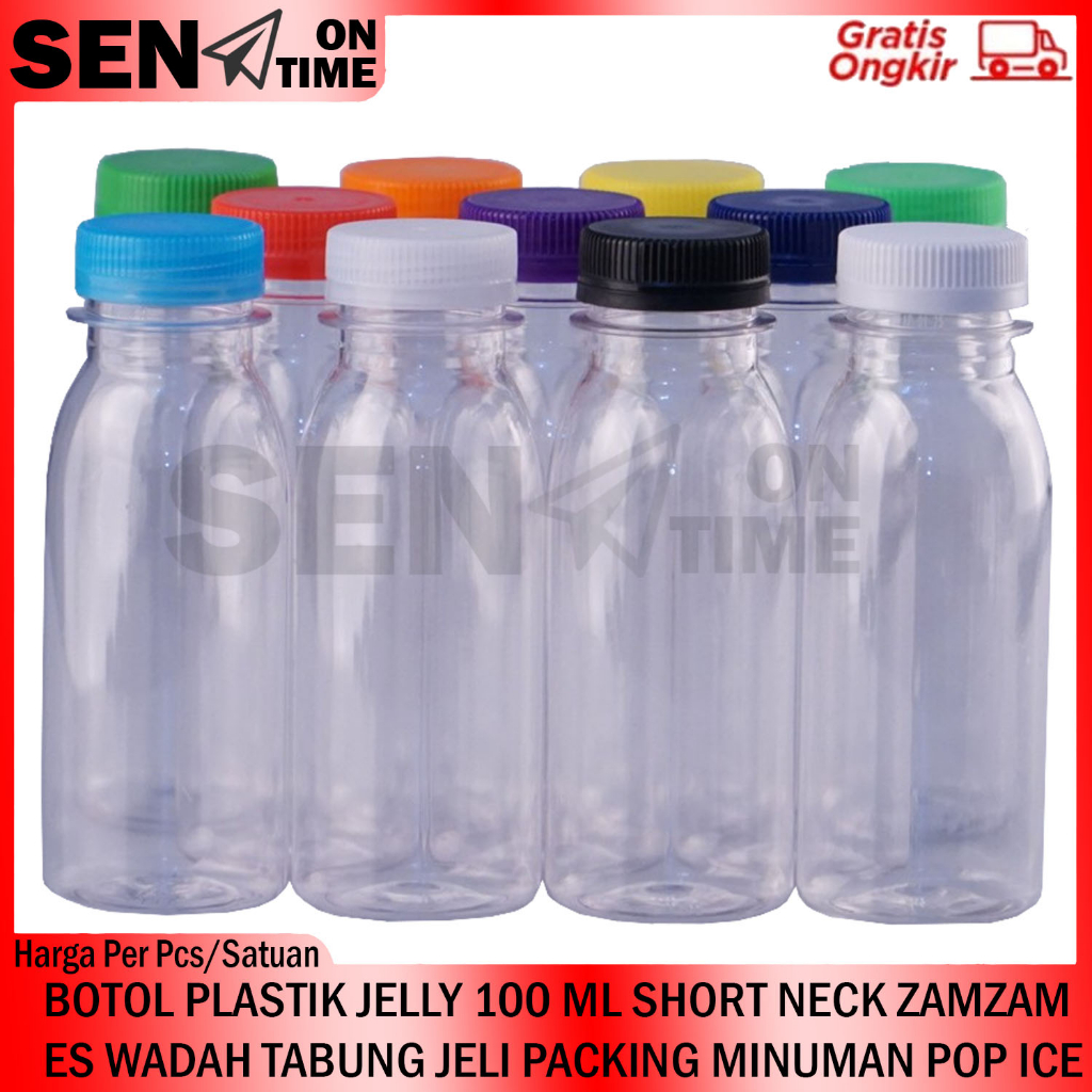 Jual BOTOL PLASTIK JELLY 100ML BOTTLE ICE JELI AIR MINUM ZAM ZAM SHORT