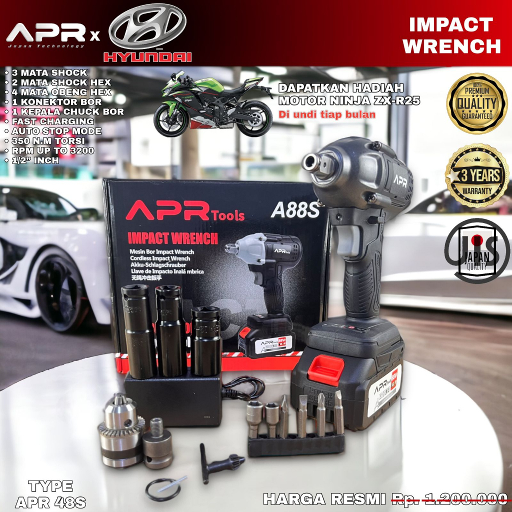 Jual Mesin Pembuka Baut Impact Wrench HYUNDAI APR Japan Technology 48S