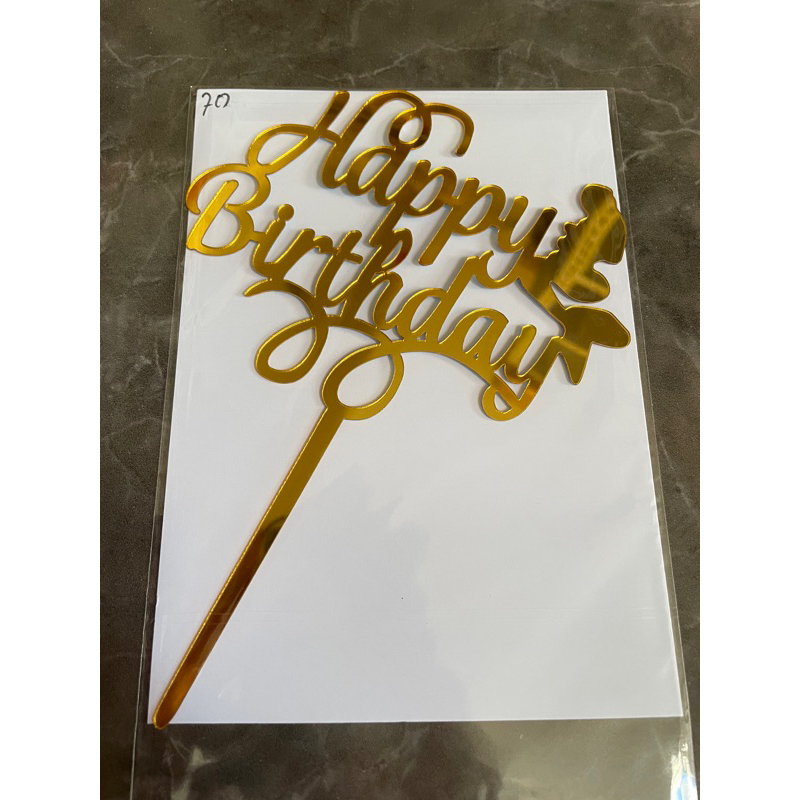 Jual Topper Happy Birthday Gold Part Toper Ulang Tahun Topper