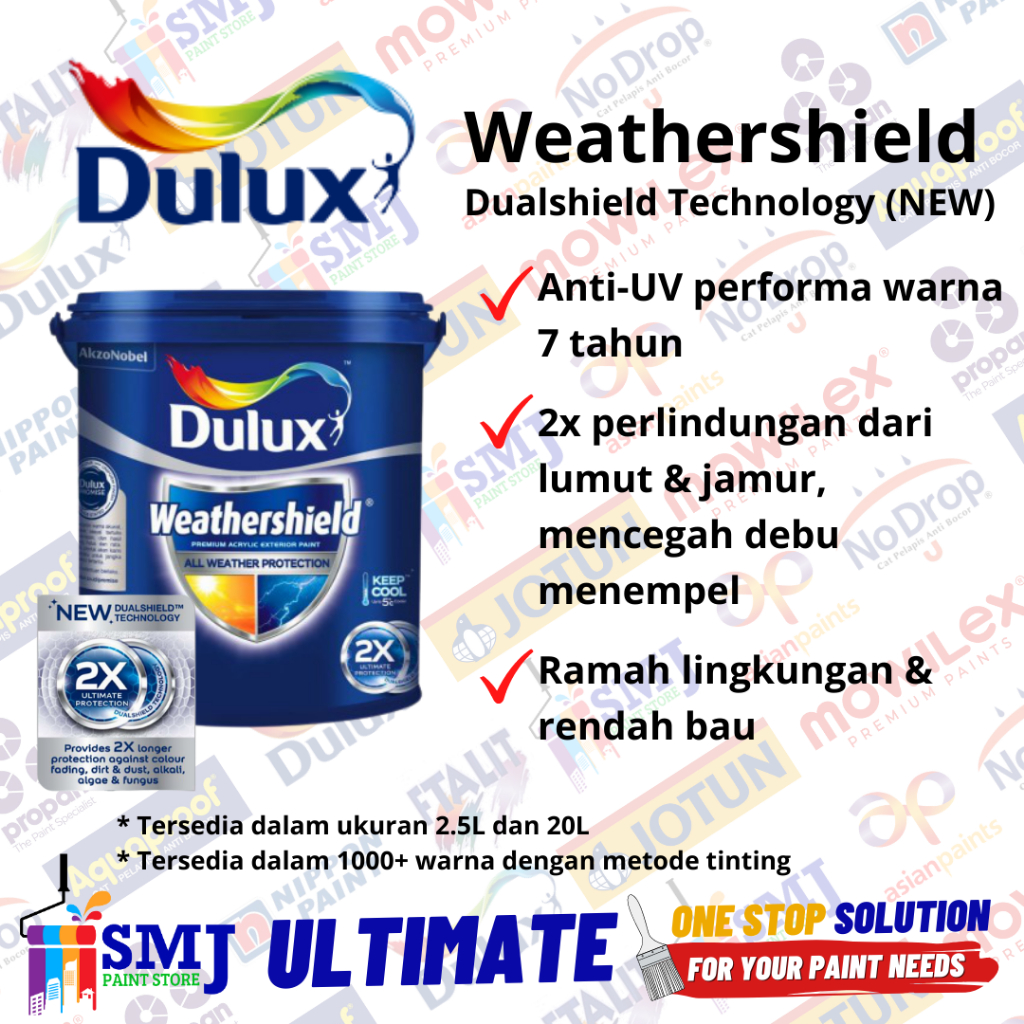 Jual Cat Tembok Eksterior DULUX WEATHERSHIELD Warna Standard 2 5L