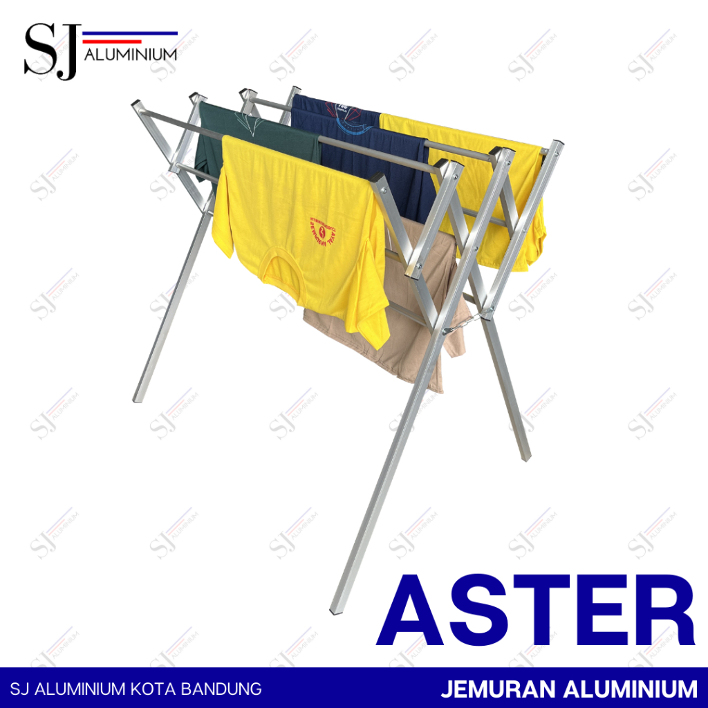 Jual ASTER Jemuran Baju Pakaian Aluminium Rak Handuk Lipat 105 CM